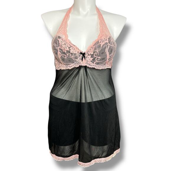Marilyn Monroe Womens Negligee Lingerie Nightie Chemise Underwire Black Pink XL - Picture 1 of 15